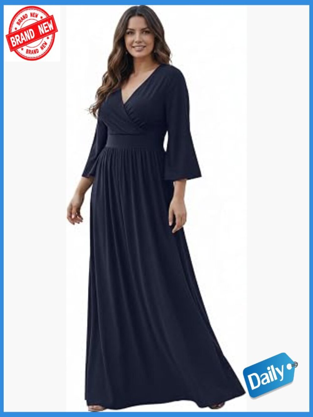 Long Kimono Sleeve V-Neck Wrap Belted Maxi Dress